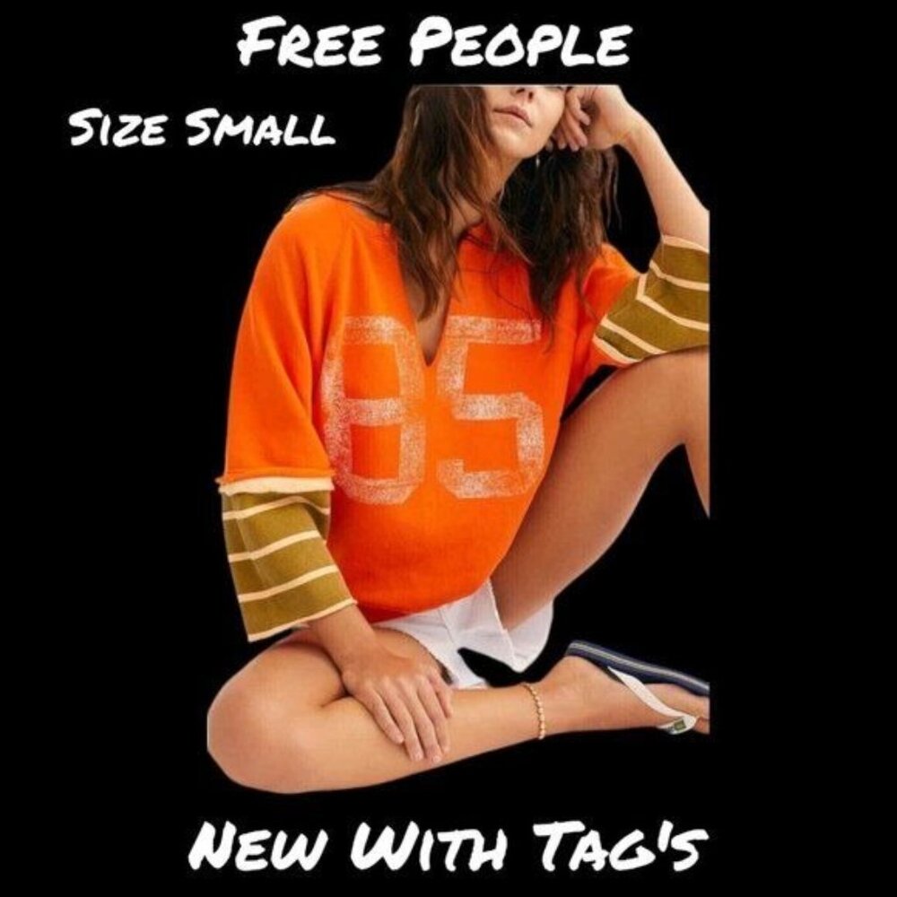 Free People Pullover Sweatshirt Orange Size Small New with tags